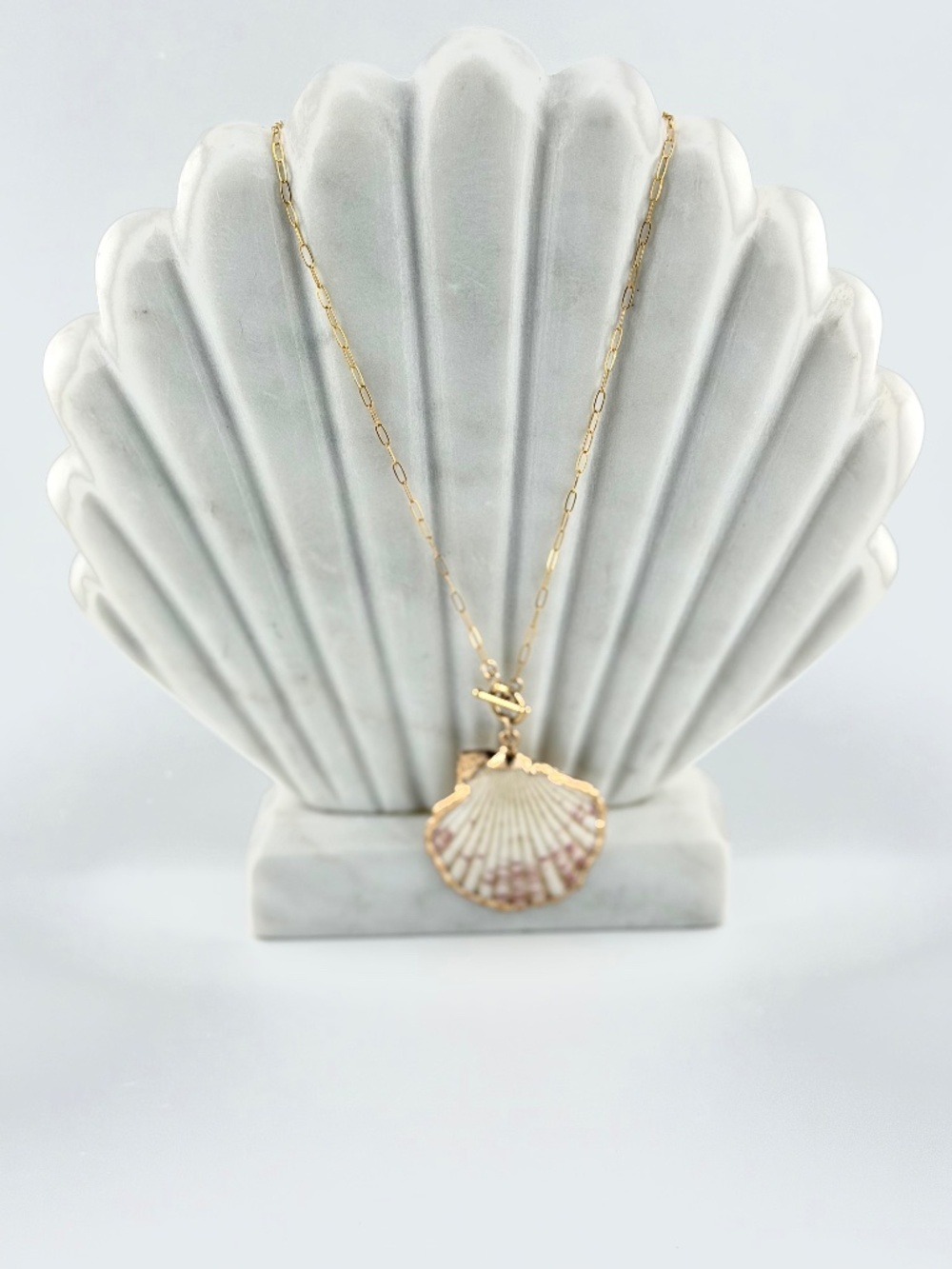 Handmade Gold-Filled Shell Toggle Necklace